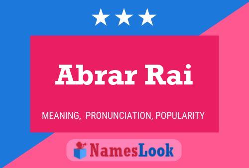 Abrar Rai பெயர் போஸ்டர்