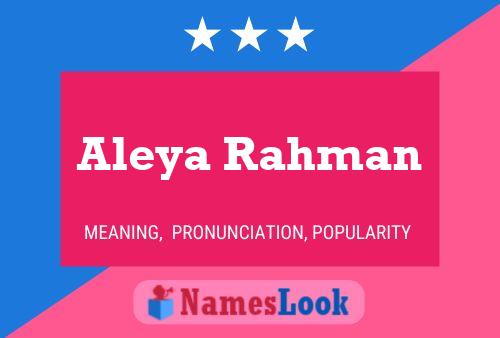 Aleya Rahman பெயர் போஸ்டர்