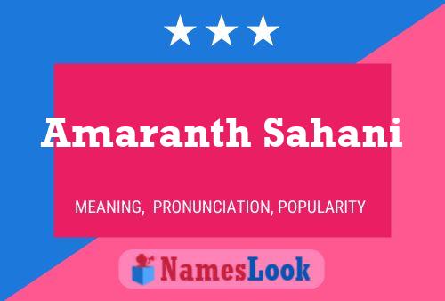 Amaranth Sahani பெயர் போஸ்டர்