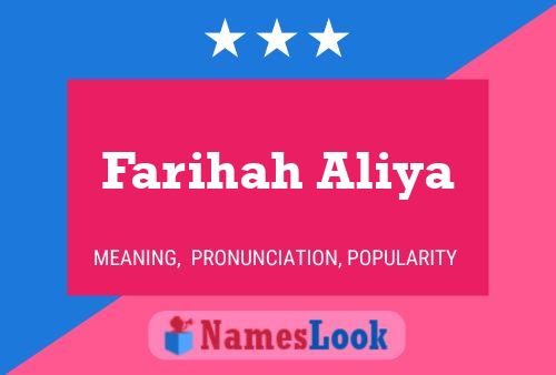 Farihah Aliya பெயர் போஸ்டர்