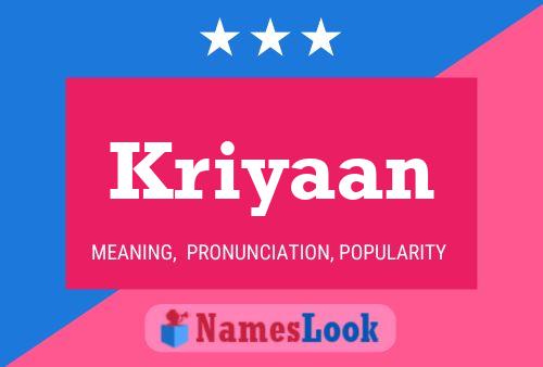 Kriyaan பெயர் போஸ்டர்