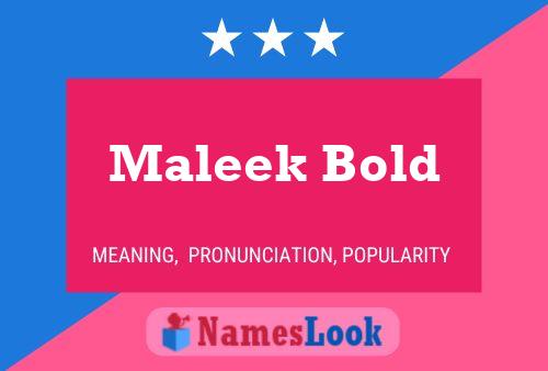 Maleek Bold பெயர் போஸ்டர்