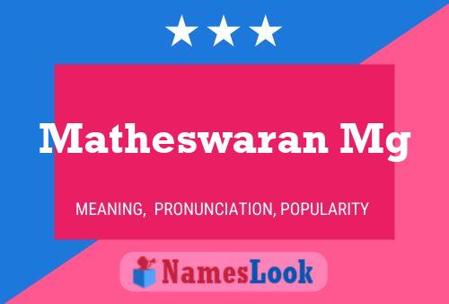 Matheswaran Mg பெயர் போஸ்டர்