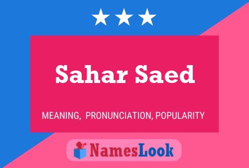 Sahar Saed பெயர் போஸ்டர்