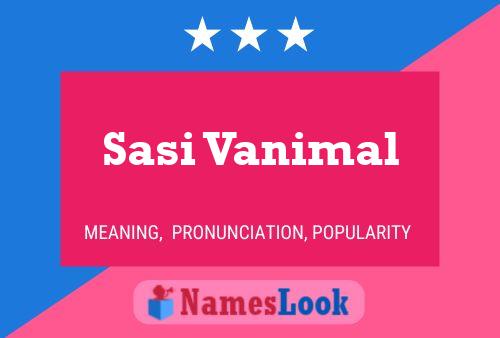 Sasi Vanimal பெயர் போஸ்டர்